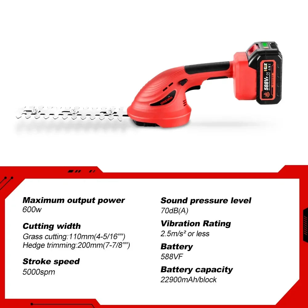 600W 2 in 1 Brushlss Electric Trimmer Cordless Hedge Trimmer Garden Power Tools Electric Pruning Shears For Makita 18v Battery