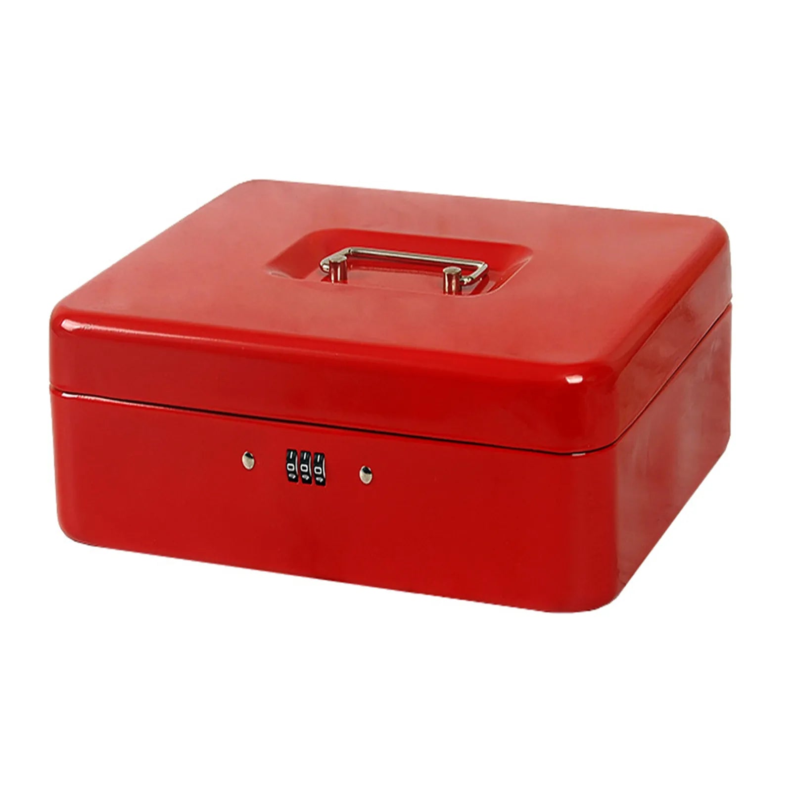 Locking Small Steel Cash Box with Lock Cash Drawer Tray Locking Cover Small Safe Lock Box with Key