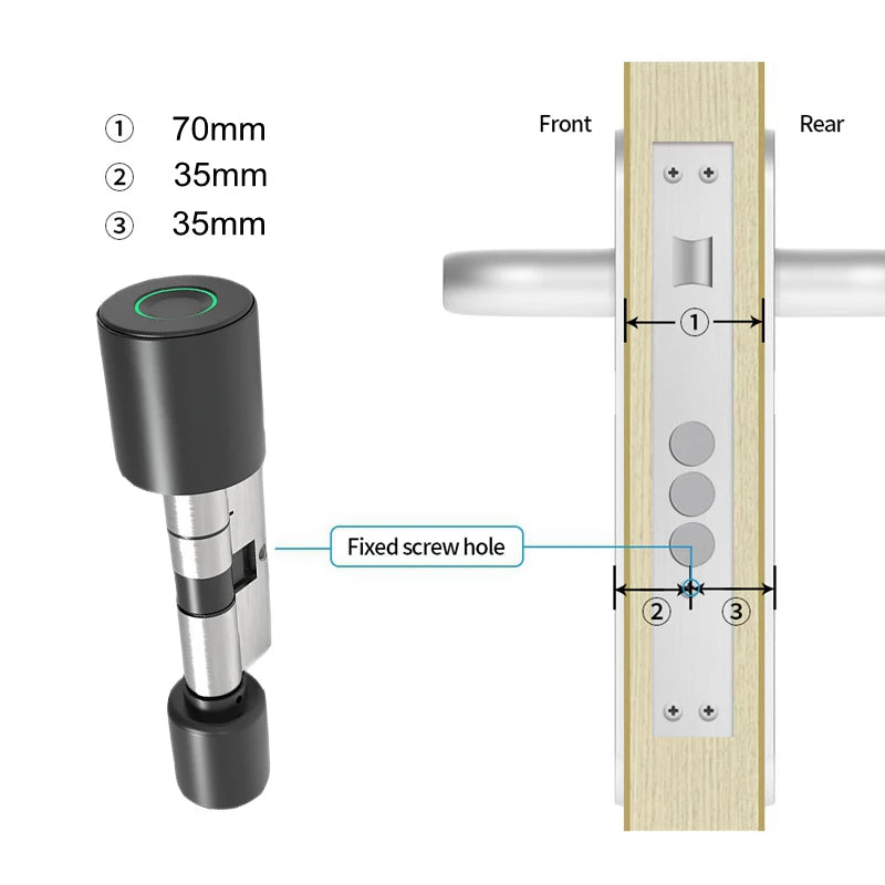 Tuya BLE Euro Cylinder Fingerprint Lock Biometric APP Remote Control Adjustable Electronic Locks Digital Keyless Smart Door Lock