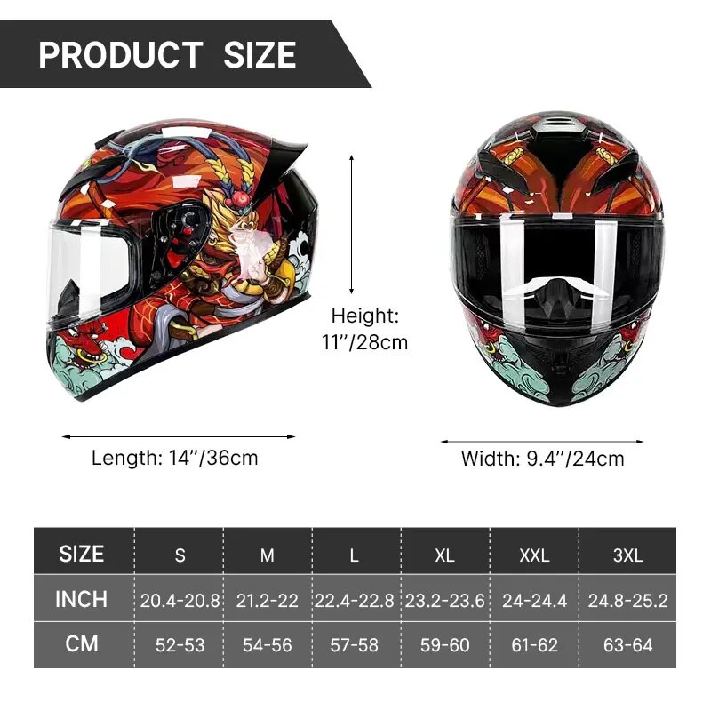 New Arrival Cascos Para Motos Full Face Racing Graffiti Helmet for Women Motorcycle Capacete Winter Warm Double Visor