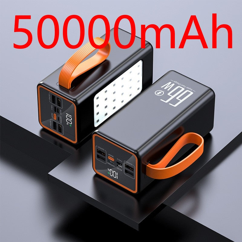 Power Bank 30000mAh 66W Super Fast Charger Powerbank for iPhone 14 Pro Max Laptop Batterie Externe LED Camping Light Flashlight