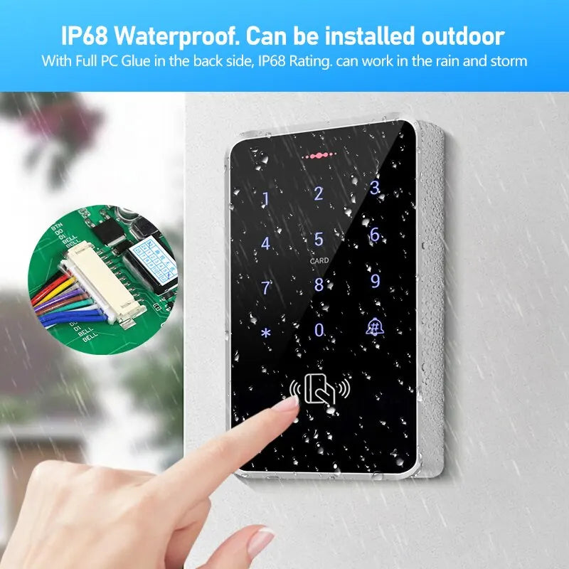 IP68 Waterproof Access Control Keypad Outdoor RFID Access Controller Touch Door Opener System Mobile NFC Card 125KHz Card Reader