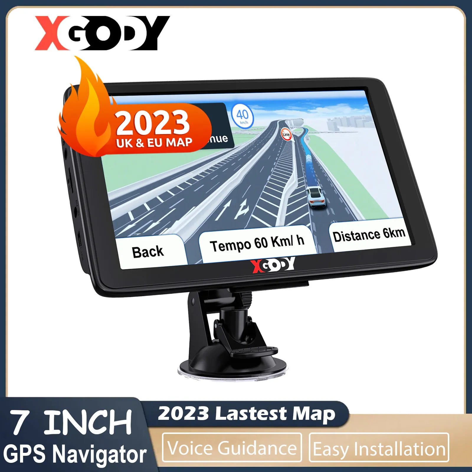 XGODY 7" Car GPS Navigation Truck GPS 256M+8G Navigtor Touch Screen Sunshade Sat Nav Navitel Lastest 2023 Europe America Maps