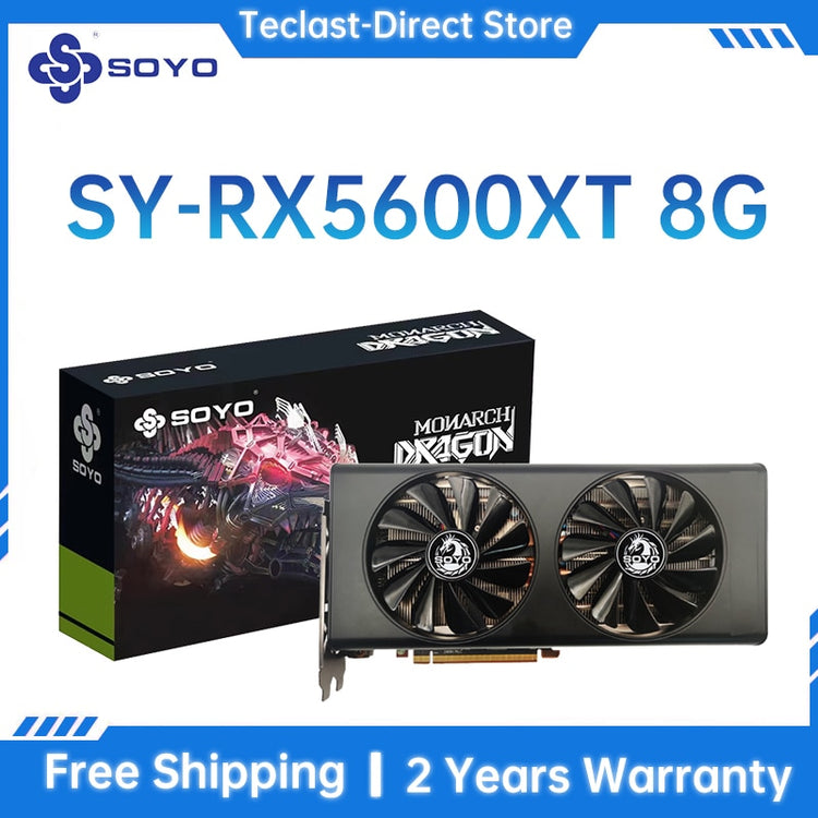 SOYO RX 5600XT 6GB Graphics Card GPU GDDR6 192Bit 8Pin 7NM PCIE 4.0x16 Video Card Support Desktop CPU placa de video