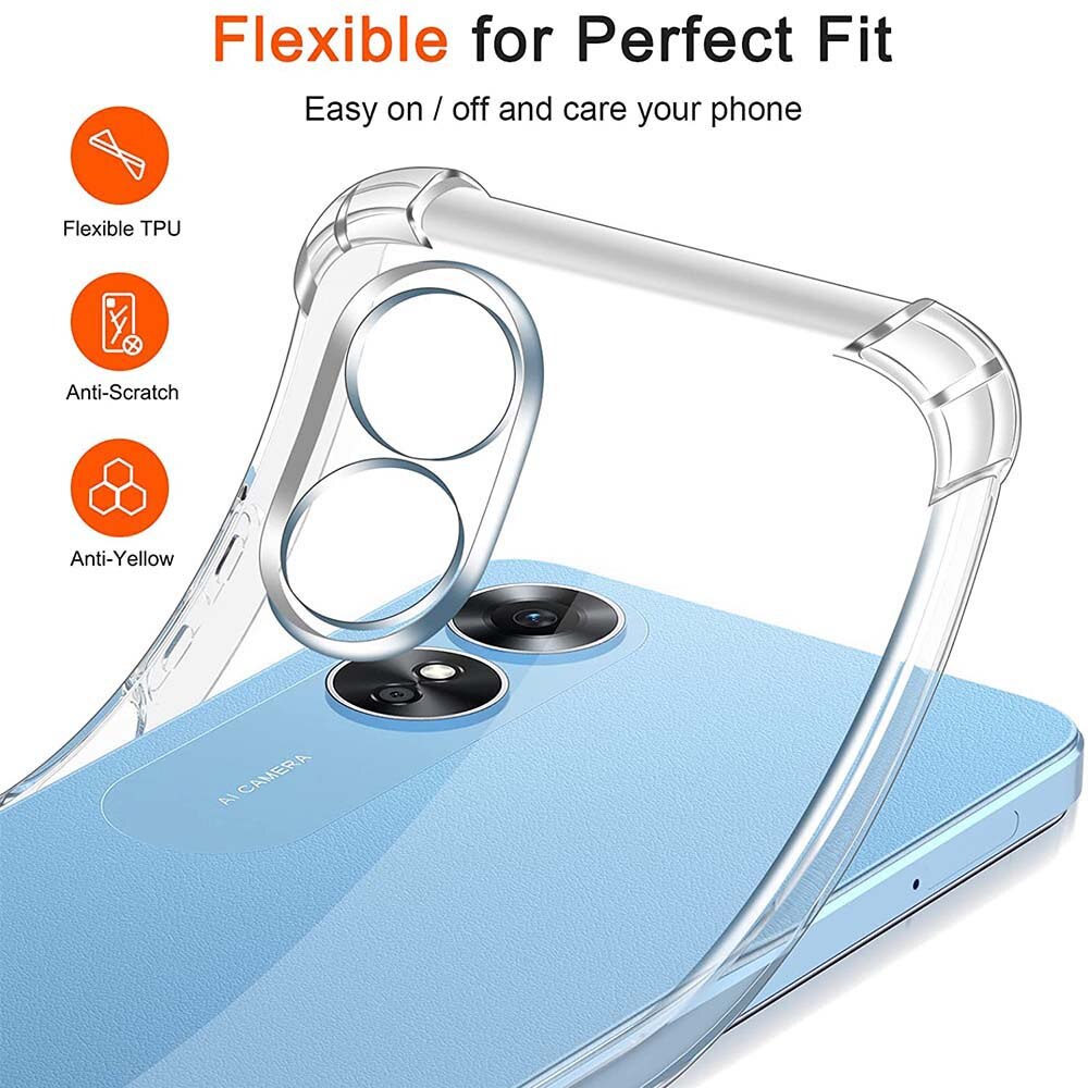 Clear Case For Oppo A17 4G Case A57s A57e A57 5G Thick Shockproof Soft Silicone Phone Cover for Oppo A17k A78 5G A77 4G A77s A57