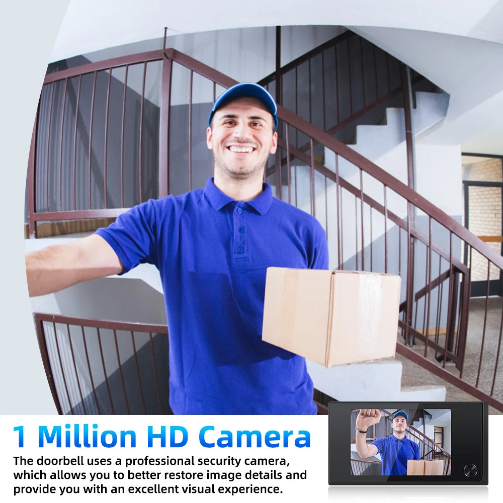 Tonteen 3.5 Inch Peephole Doorbell Camera 120° HD LCD Digital Door Viewer Outdoor Monitor Smart Home Cat Eye Visual Door Bell