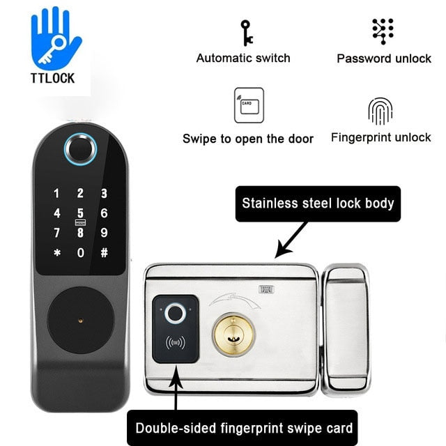 Fingerprint Lock Tuya Wifi Remote Contro Biometric Digital Smart Door Lock Bluetooth TTLock APP Passcode Card  Electronic Lock