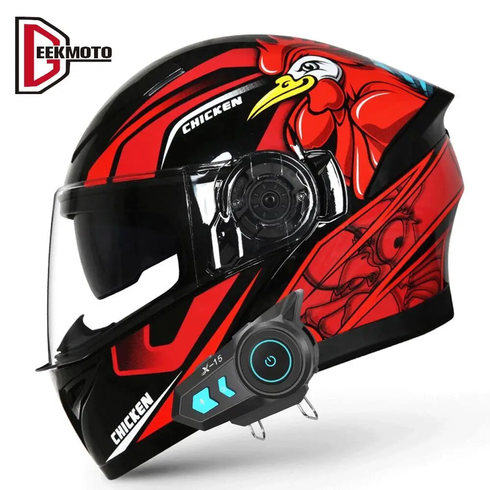 Bluetooth Helmet Motorcycle Cycling Helmet Casco Moto Helmet Full Face Helmet DOT Approved Flip Up Double Lens Helmet Headset