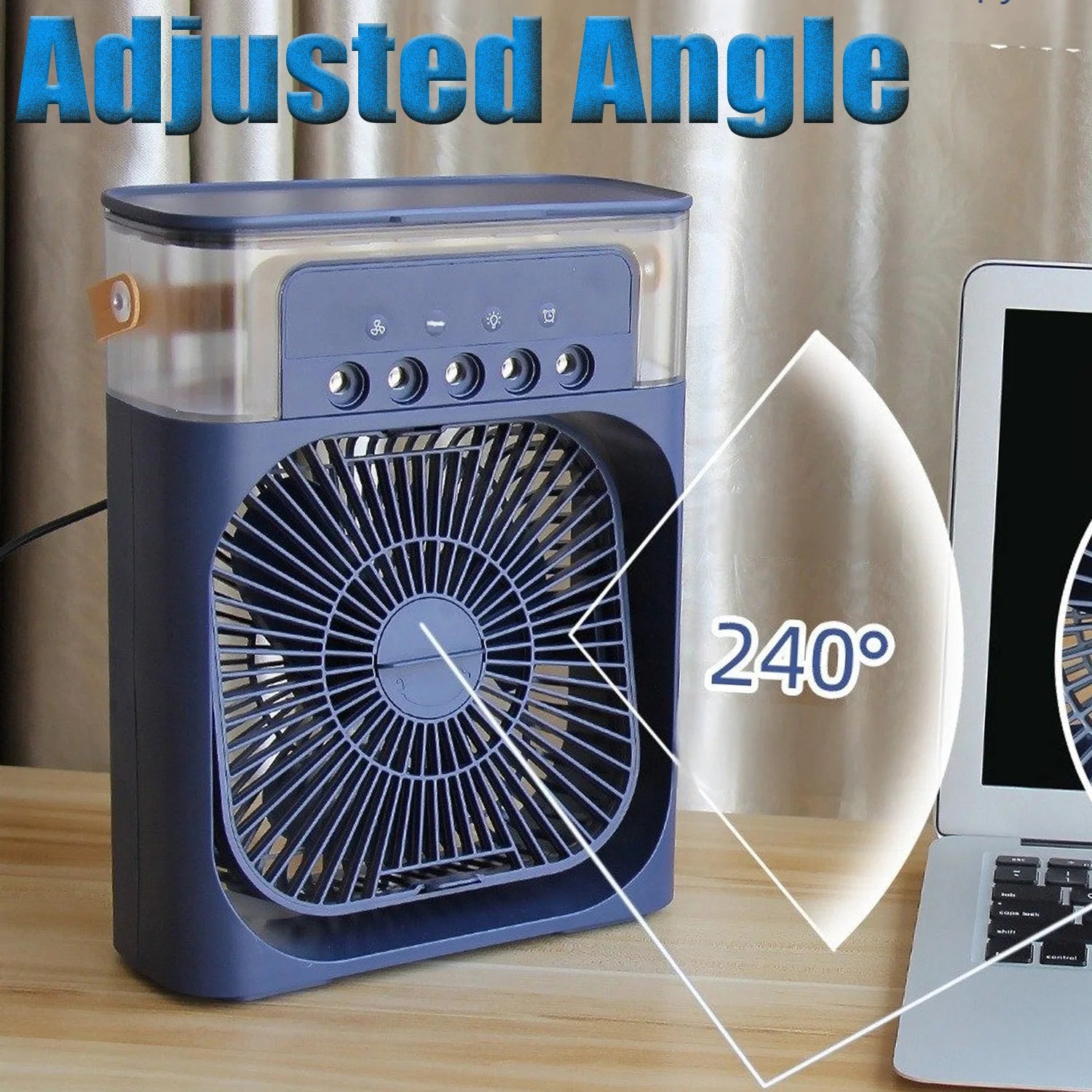 Electric Fan,Portable USB Mini Air Conditioner Timing 3 Speeds Setting,Cooler Wind Spray Wide Angled Adjust with 600ml Capacity