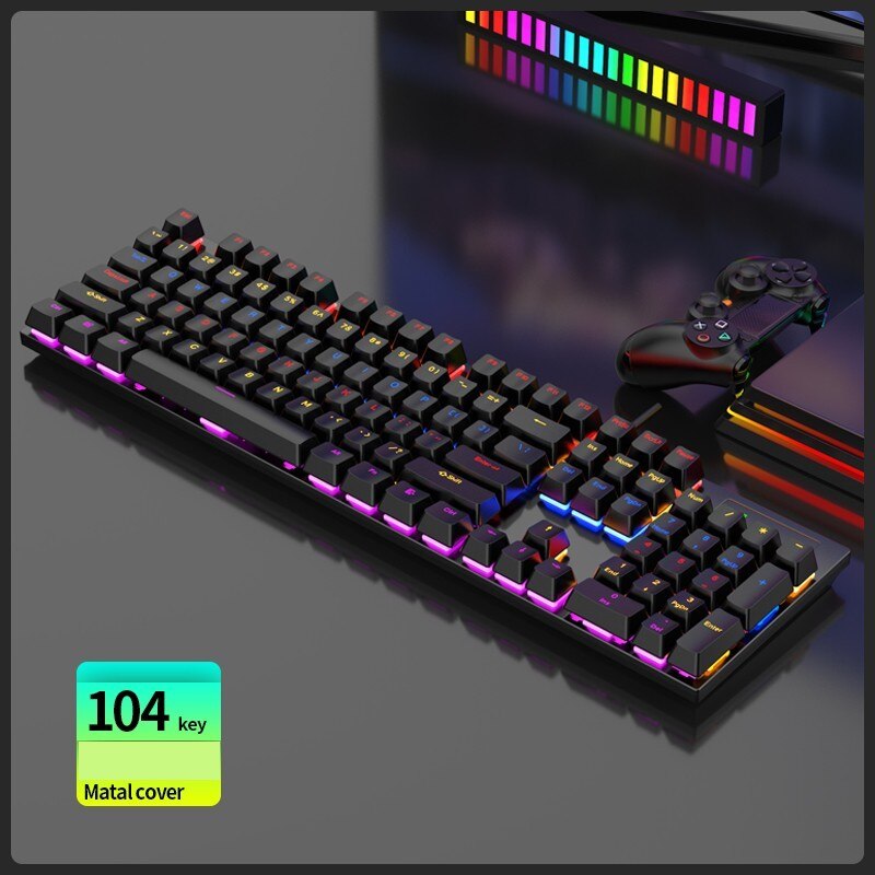 104 Keys Wired Gaming Mechanical Keyboard Esports Full Nonimpact Game Computer Keyboard Mix Backlit LED USB For Gamer