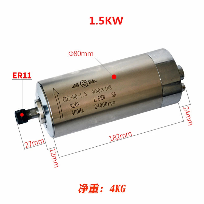 LY CNC Water-Cooled Spindle Motor 220V 800W 1.5KW 2.2KW 3.0KW For Engraving Machine With 4 Bearings for DIY CNC Machine