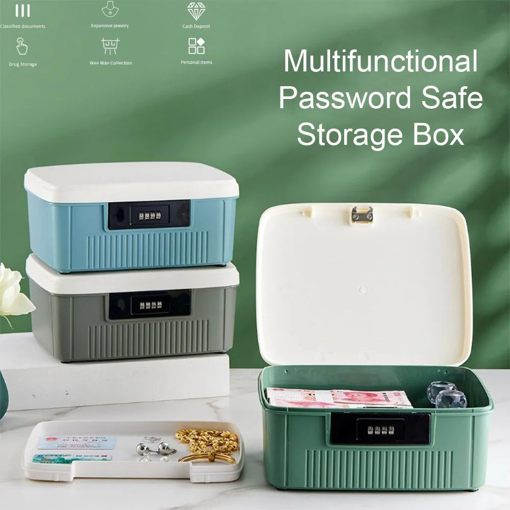 Four Digit Password Lock Safe Box Household Cash Jewelry Privacy Security Storage Box Passport Medicine Portable Organizer Case