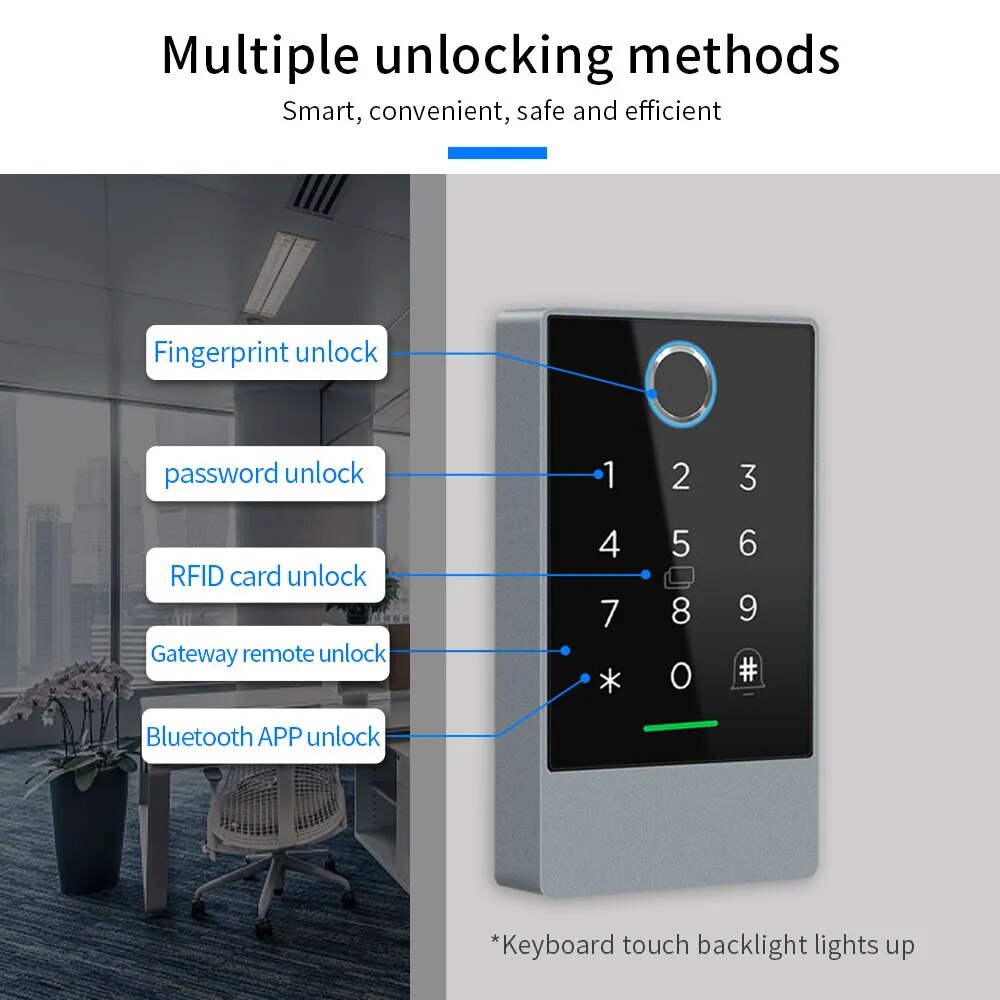 Nfc Tag Ttlock Mortise Fingerprint Door Status Sensor G2 Gateway Smart Phone App 13.56Mhz Rfid Door Access Control System K3/K3F