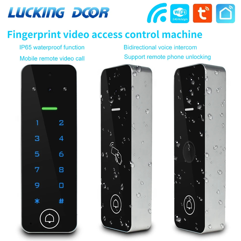 Tuya Smart Life WiFi Video Intercom RFID Access control System Fingerprint Keypad Visual Doorbell for Villa Outdoor Metal Case