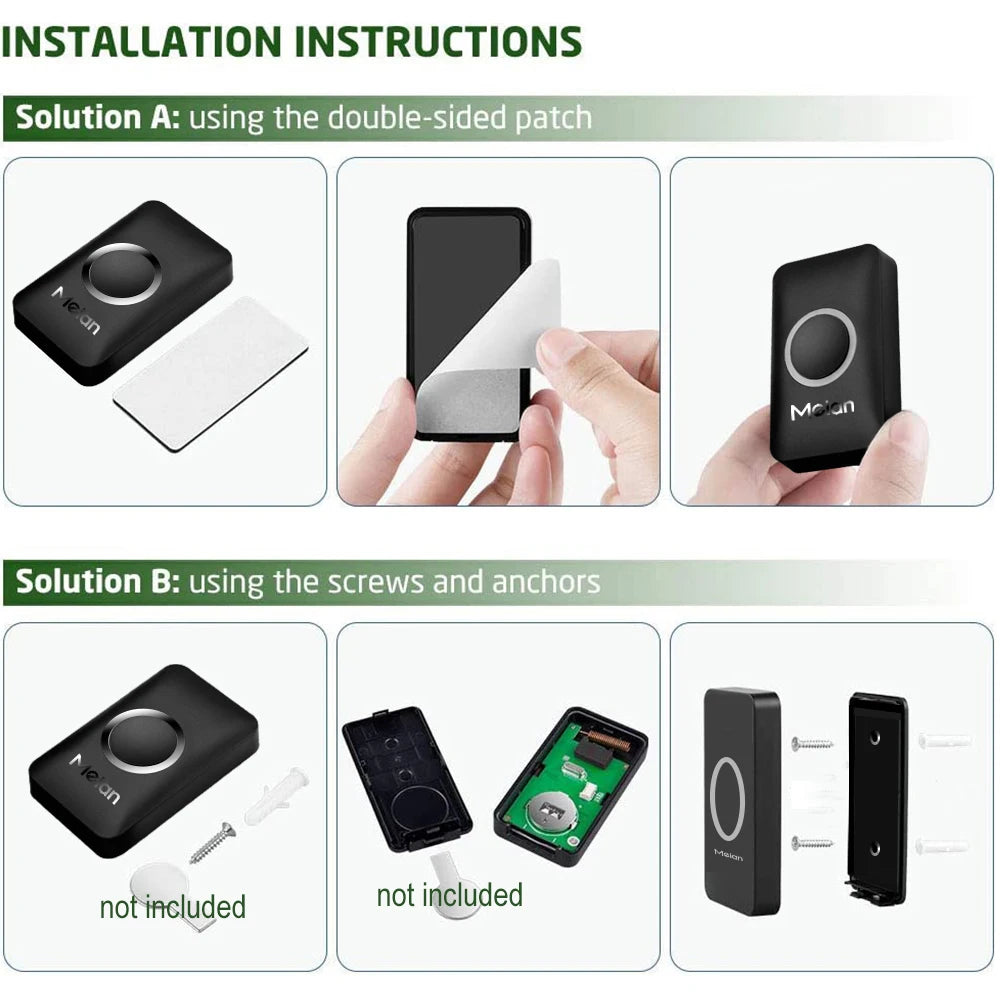 Meian Outdoor Wireless Doorbell Smart Home Welcome Doorbell IP65 Waterproof Door Bell Chime 60 Ringtone LED Flash Security Alarm