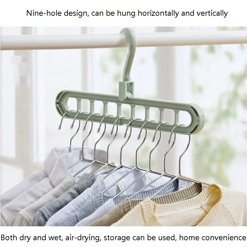 9-hole Clothes Hanger Organizer Space Saving Hanger Multi-function Folding Magic Hangers Drying Racks Scarf Clothes Storage