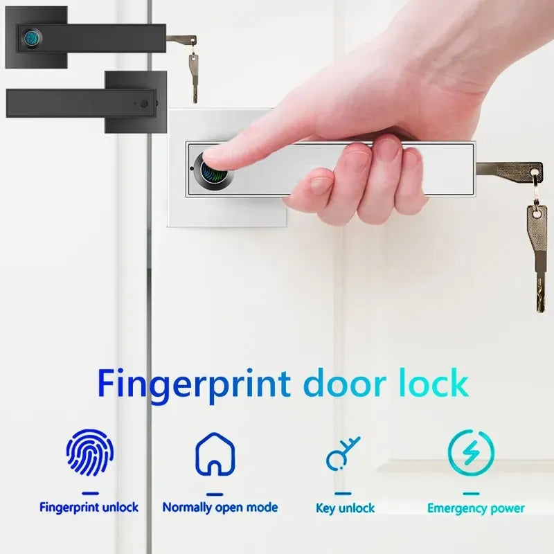Fingerprint Password Door Lock With Tuya Electronic Smart Lock Digital Door Security Biometric Handle Lock For Bedroom Apartment