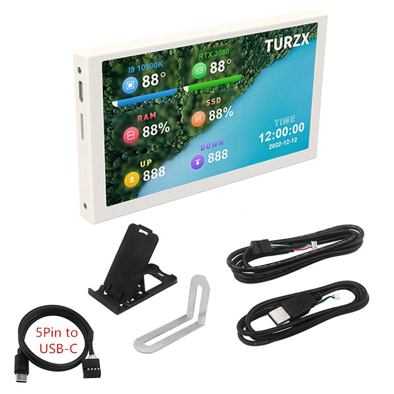 5 Inch IPS Type-C Secondary Screen Computer LCD Monitor Display USB Dynamic Display Sub-Screen Support Vertical Freely AIDA64