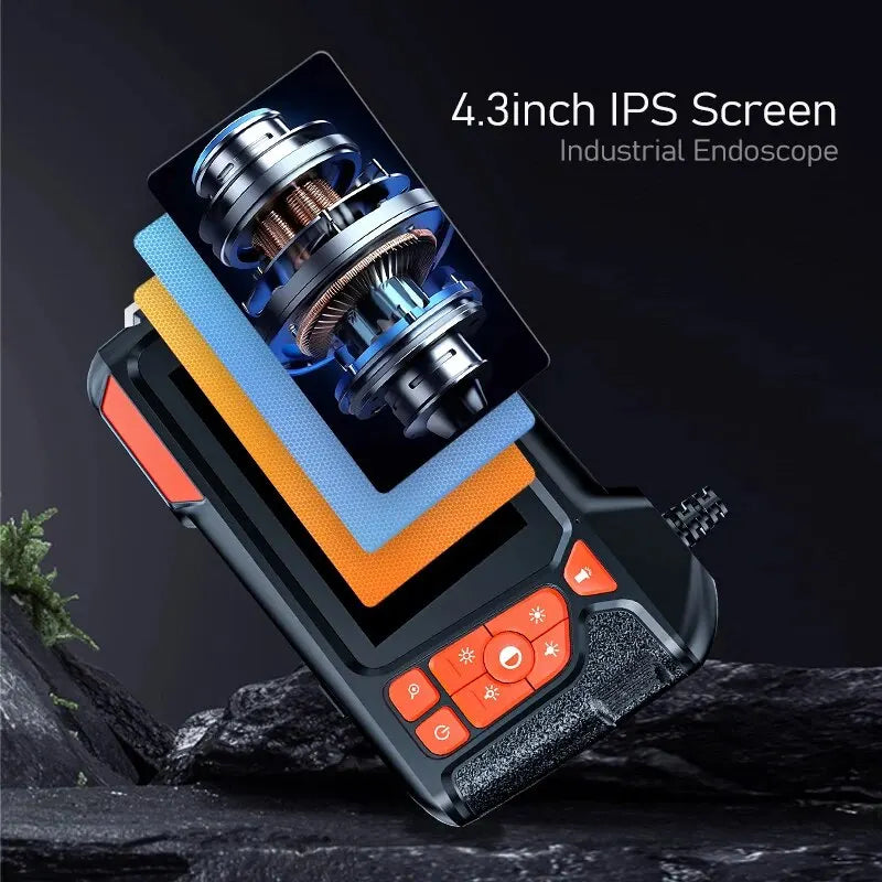 Industrial Endoscope 5.5mm 1080P HD Digital Borescope Inspection Camera 4.3 Inch LCD IP67 Waterproof Snake Camera with 6 LED