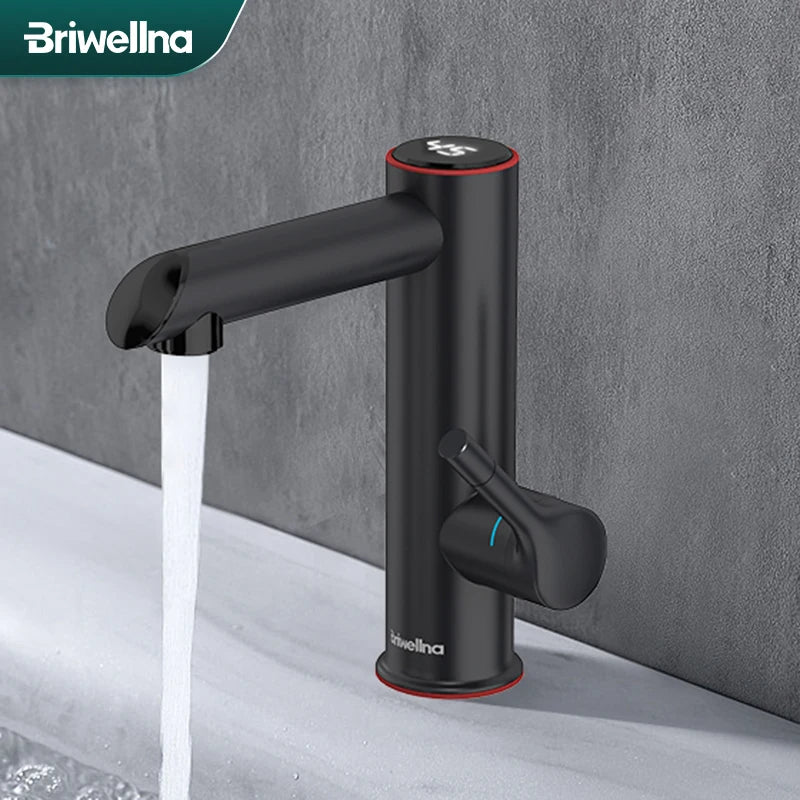 Briwellna Electric Warer Heater Faucet Stainless Steel Heating Tap For Bathroom 220V Hot Water Faucet Mini Flowing Water Heater