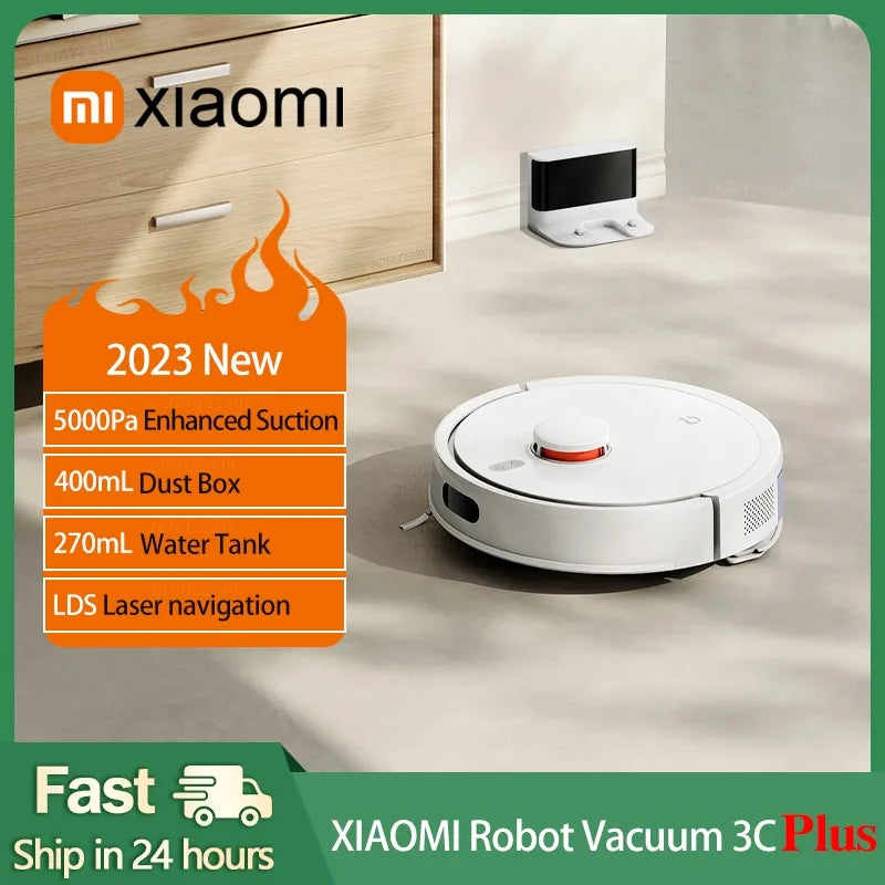 XIAOMI MIJIA Robot Vacuum Cleaner 3C Plus Cleaning and Mop For Home Appliance Dust LDS Scan 5000PA Suction Auto Smart Sweeping