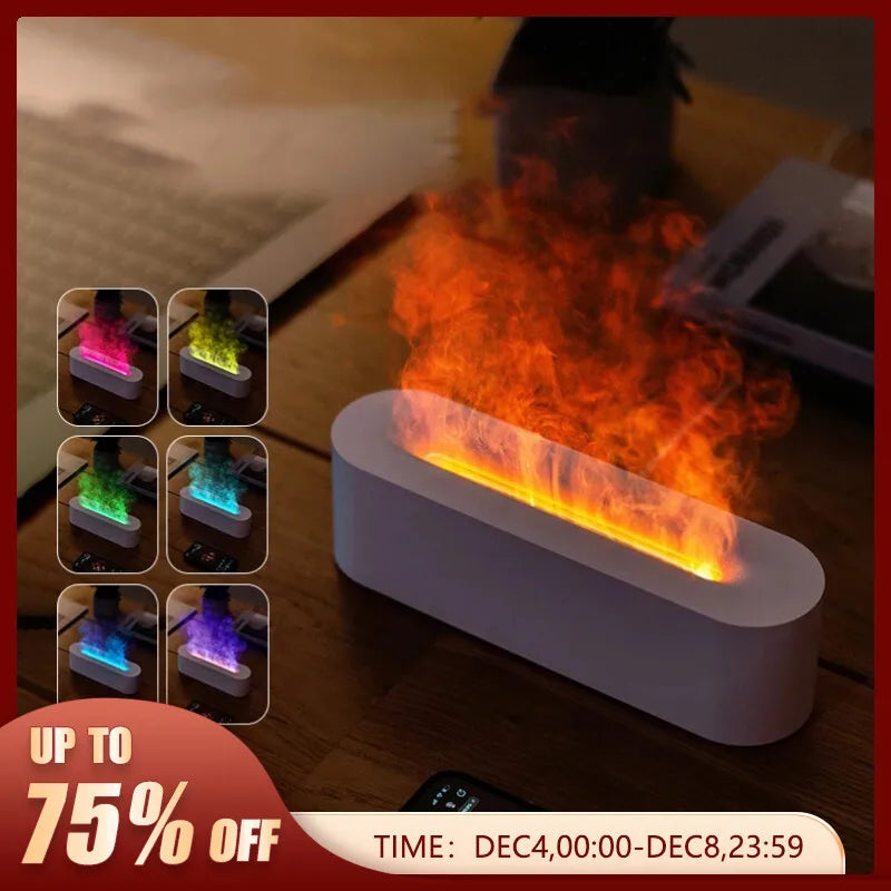 Newest RGB Flame Aroma Diffuser Humidifier USB Desktop Simulation Light Aromatherapy Purifier Air for Bedroom With 7 Colors