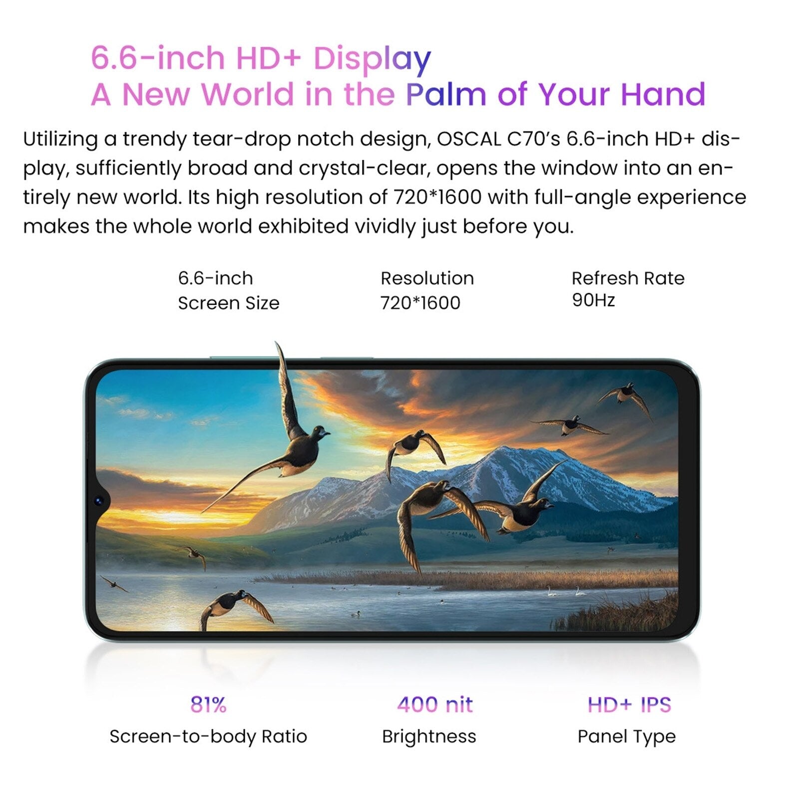 BLACKVIEW OSCAL C70 Smartphone 6.6" Waterdrop Screen Phone 6GB+128GB Octa Core 5180mAh Android 12 Mobile 50MP Camera Google Play