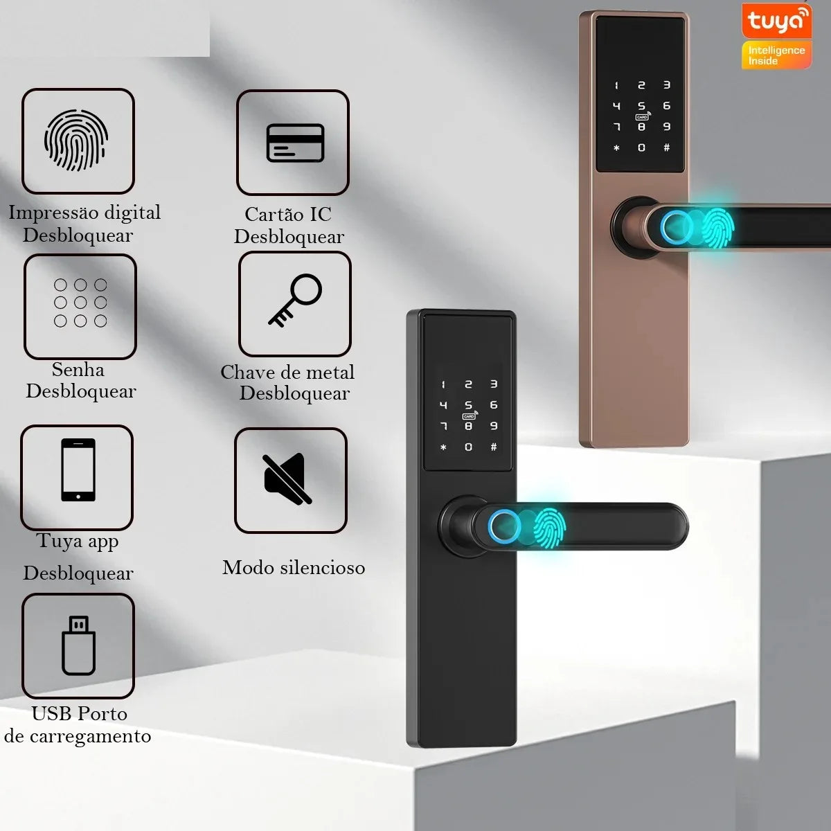 For Tuya Smartlife APP Remote Control Smart Fingerprint Password Lock Keyless Entry Fingerprint Security Handle Lock For Home
