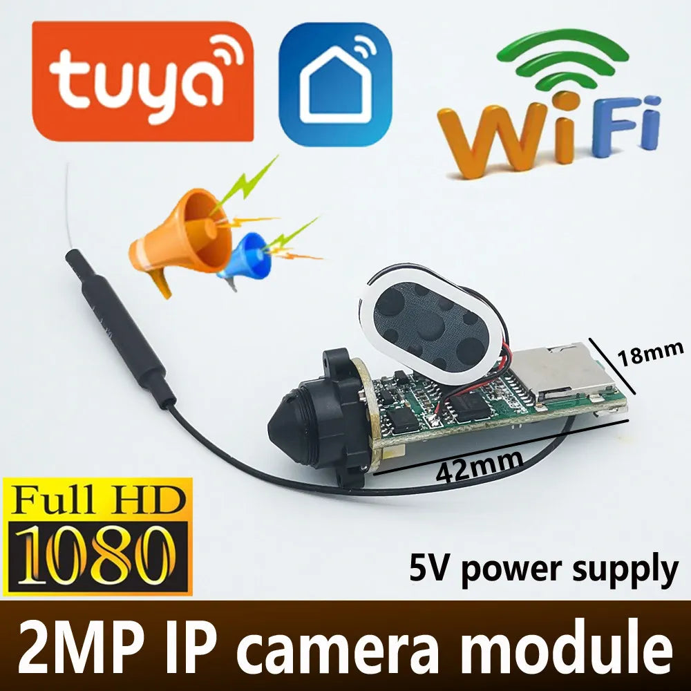 Mini Tuya Camera Module DIY Small 1080P Wireless IP Camera Chipset PCB Security P2P Two Way Audio Industrial Cam Smart Cloud