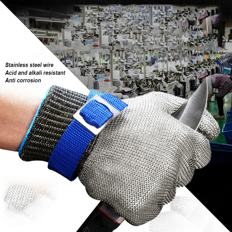 Anti cutting gloves for slaughtering and killing fish level 5 anti cutting hand protection  stainless steel wire metal gloves