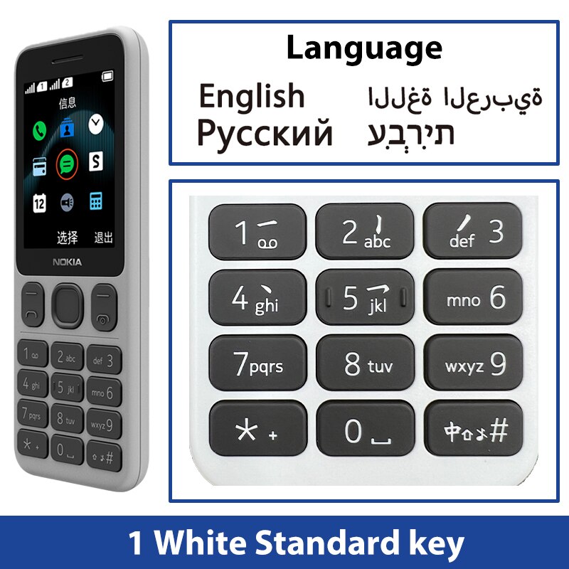 New and Original Nokia 125 2G Mobile Phone Multilingual Dual SIM 2.4 inch Cards FM Radio 1020mAh Feature Mobile Phone
