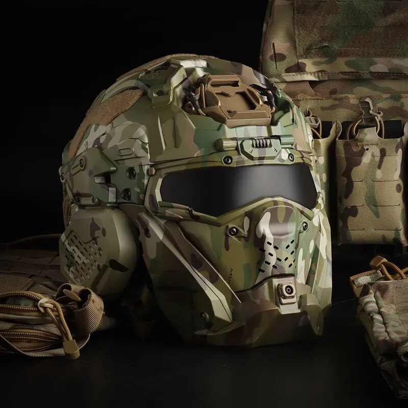 W Assault Helmet Outdoor Tactical Built In Headset Protection Integrated Camouflage Multifunctional Helmet Protection Equipment