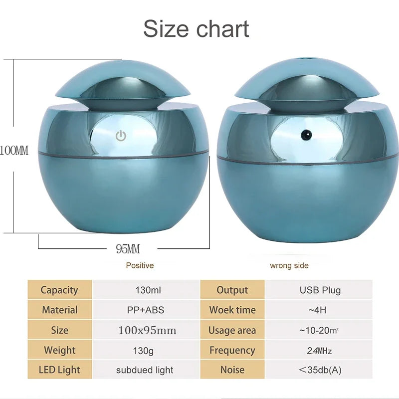 130ml USB aroma oil diffuser wood electric humidifier ultrasonic air humidifier mini aromatherapy LEDlight mist maker for home