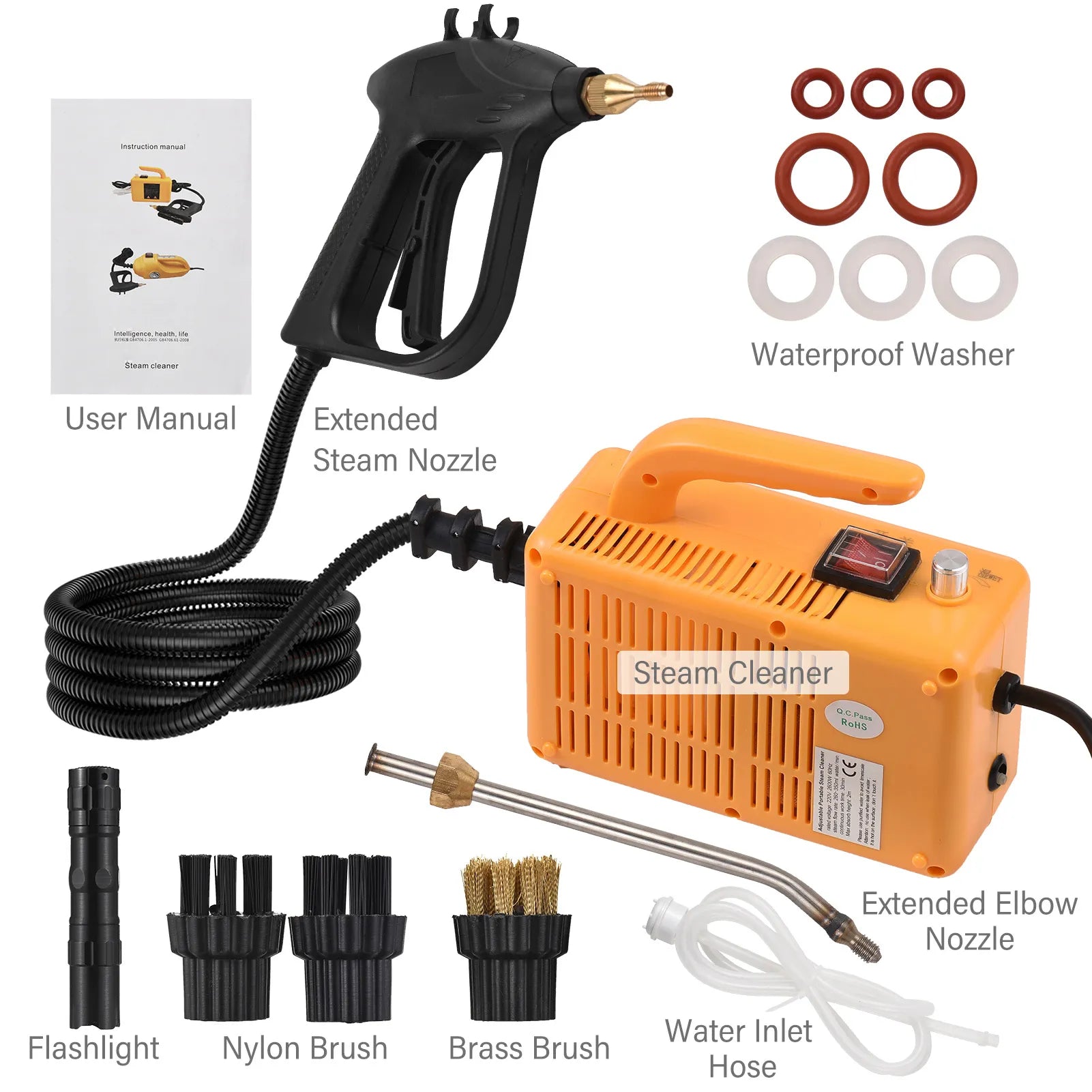 110V 220V  2600W Steam Cleaner for Home High Temperature Steam Cleaning Machine Steamers for Car With Extension Tube Brush Heads