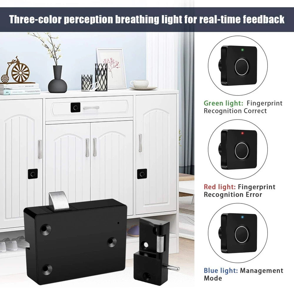 Smart Home Biometric Fingerprint Lock Hidden Drawer Electronic Lock Privacy File Storage Keyless Residential Security Protection