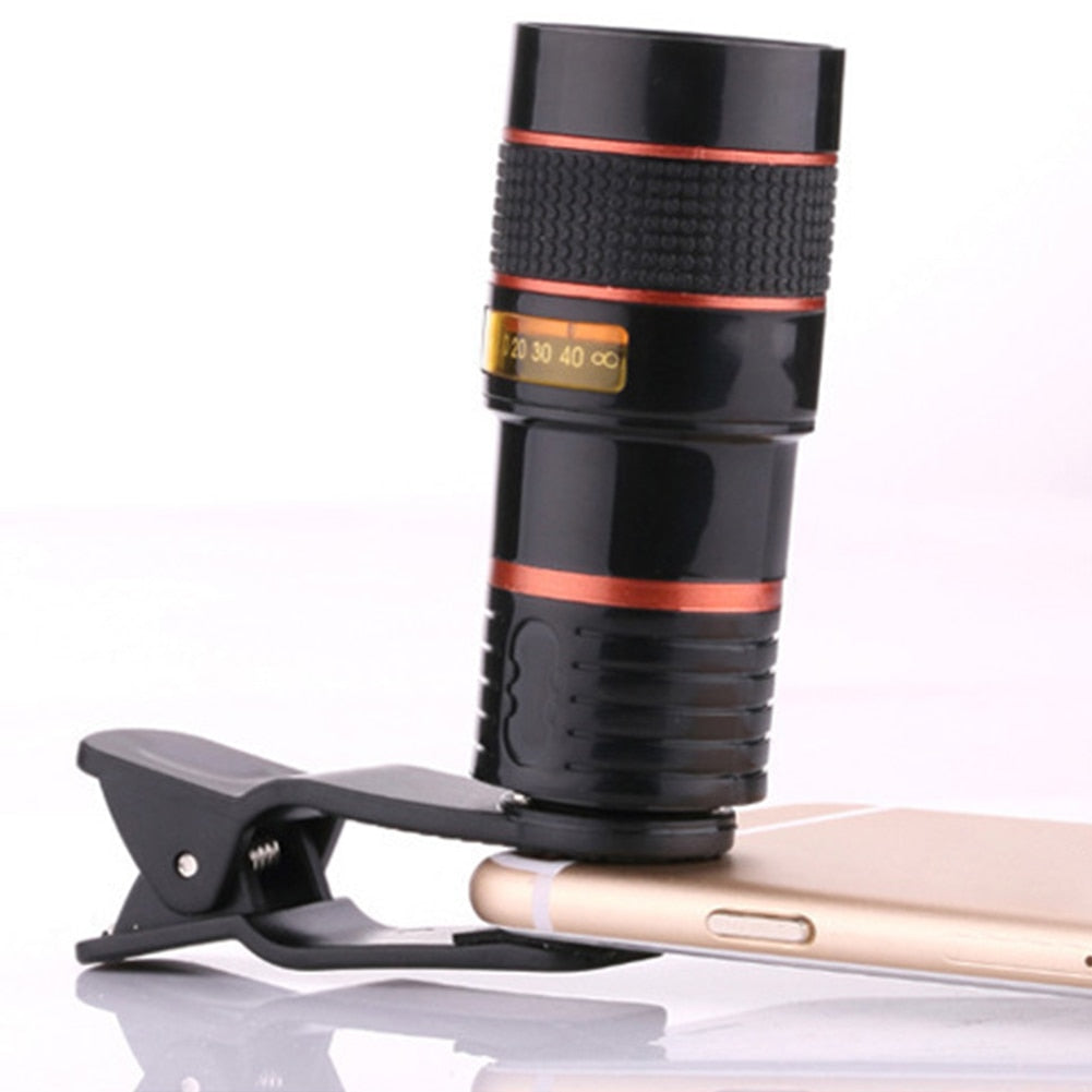 Lens Universal Clip 8x Zoom Phone Camera Telephoto Lens Monocular Telescope Phone Universal Optical Telescope Lens For iPhone