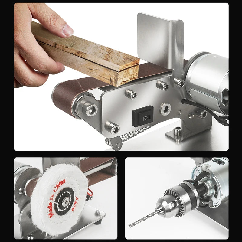Mini Electric Belt Sander Multifunctional Belt Grinder DIY Polishing Grinding Machine Cutter Edges Sharpener 7 gears