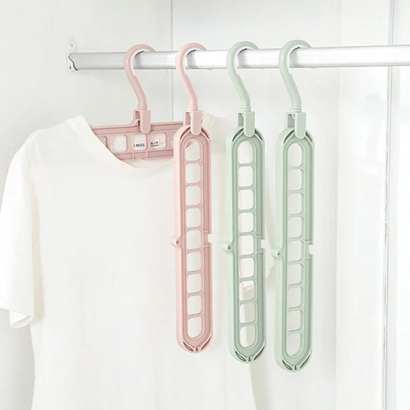 9-hole Clothes Hanger Organizer Space Saving Hanger Multi-function Folding Magic Hangers Drying Racks Scarf Clothes Storage