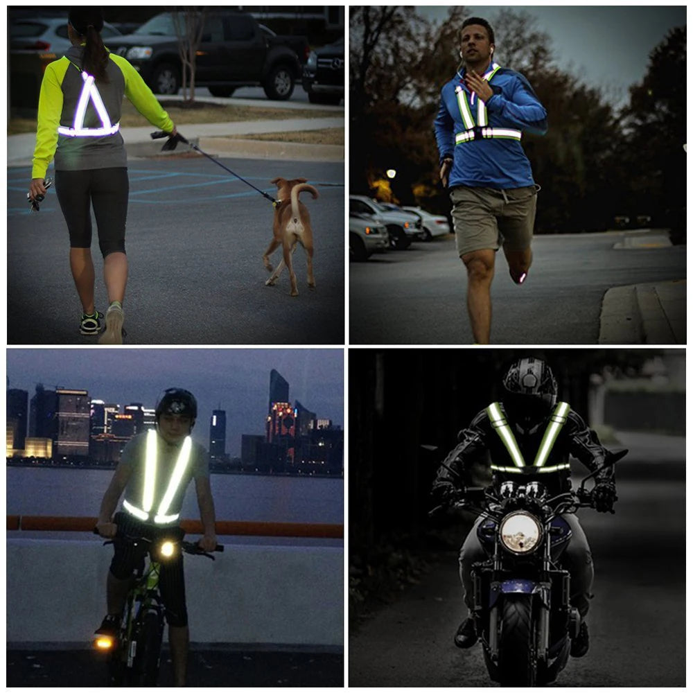Adjustable Safety Vest Highlight Reflective Straps Night Work Running Riding Clothing Vest Elastic Band Safety Jacket For Adults