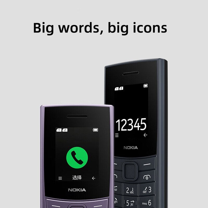 New and Original Nokia 110 4G Feature Phone 1.8" Dual SIM Cards Bluetooth 5.0 FM Radio 1450mAh Battery Rugged Push-button Phone