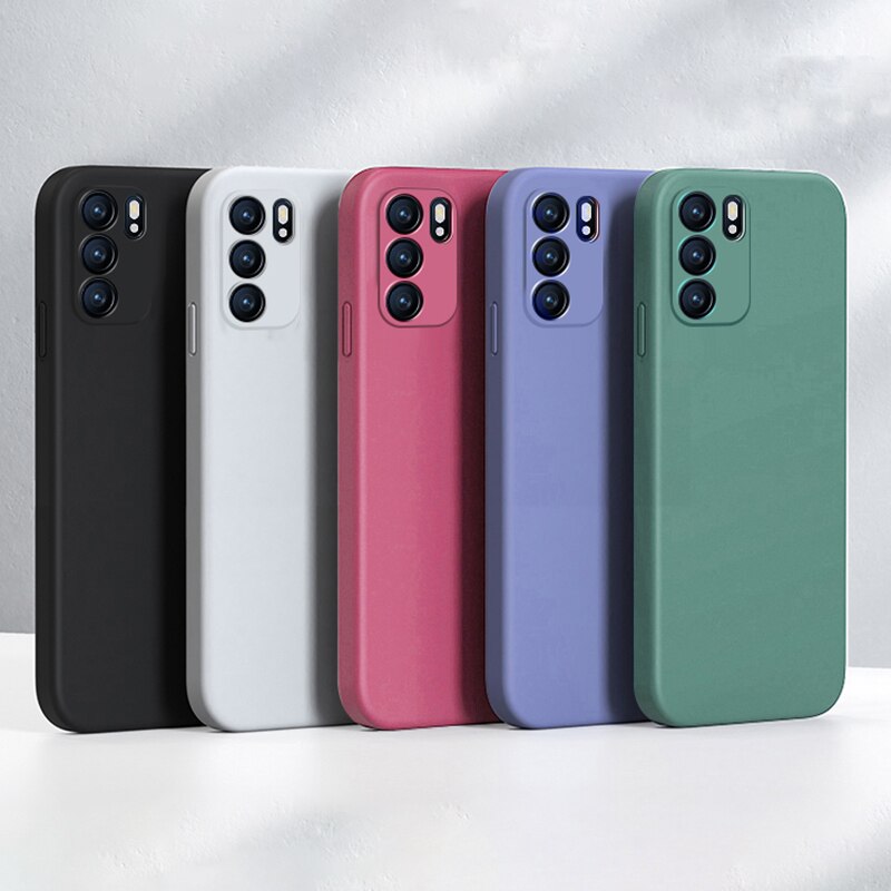 Square Liquid Silicone Case for OPPO Reno 6 Pro Plus Ultra Thin Protect Funda Reno6 6Pro ProPlus 5G Original Phone Cover Classic