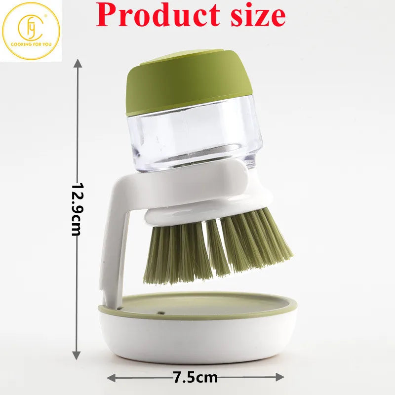 Household Handheld Presses Soap Cleaning Brushes Dish Bowl Pot Washing Brush with Removable Brush Head Kitchen Drit Clean Tools