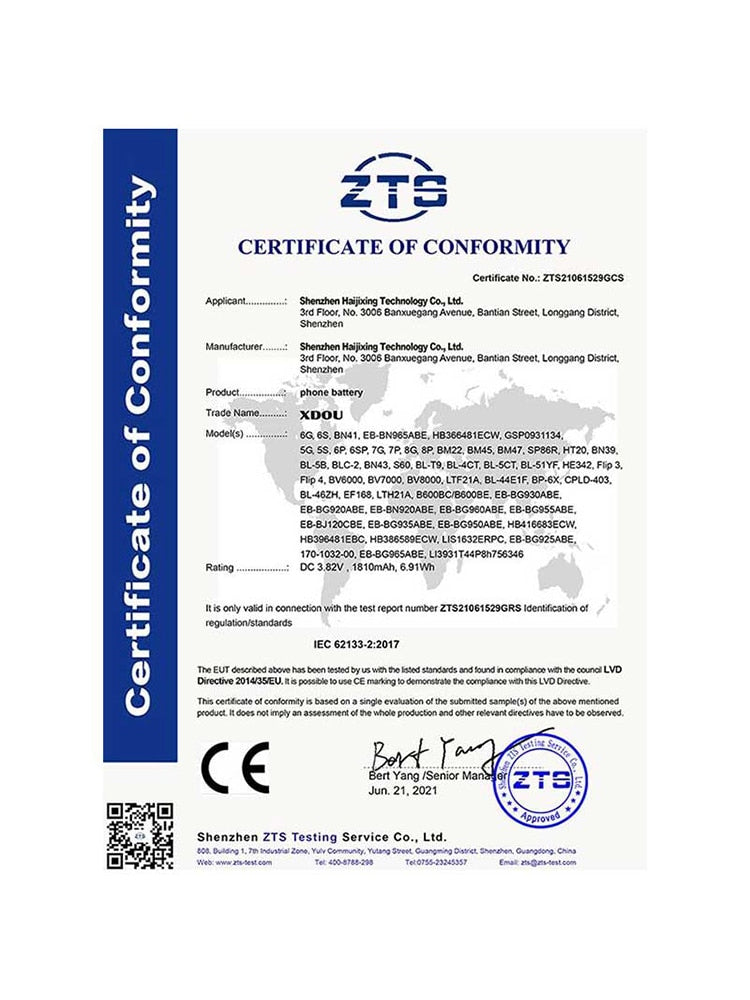 Zero-cycle High-quality Battery For iPhone SE 5 6 6S 5S 7 8 Plus X Xs Max Xr 11 Pro Mobile Phone With Free Tools Sticker