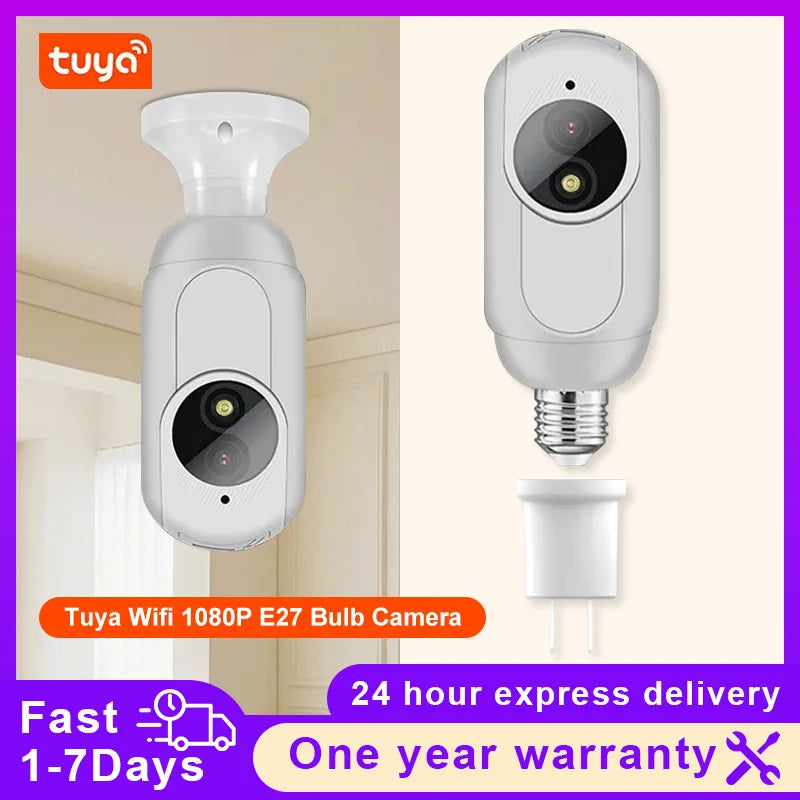 Tuya Wifi 1080P E27 Bulb Camera 360° Panoramic Surveillance Camera LED Lamp Home Security Baby Monitor HD Night Vision IP Camera