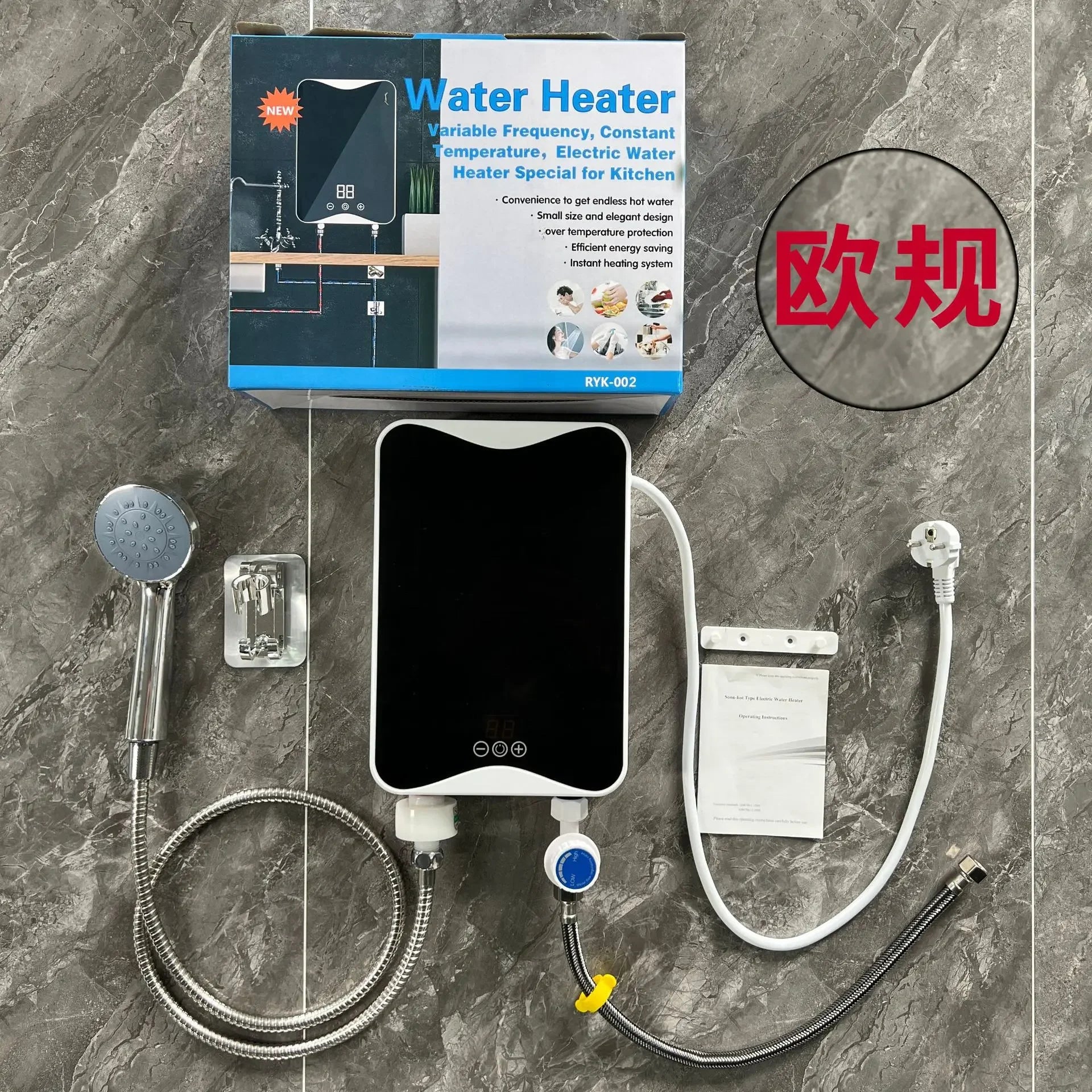 Electric Tankless Water Heater, Mini Instant Hot Water Heater with LCD Display for Shower Bathroom Kitchen Washing