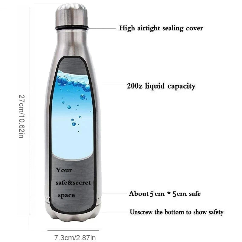 Secret Hidden Safe Diversion Water Bottle Steel Secret Stash Spot Can Hidden Safes Storage Compartment for Cards Keys Cash Money