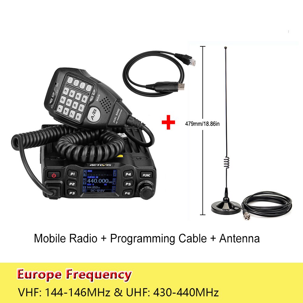 RETEVIS RT95 Car Radio with Screen Ham Car Mobile Radio Station Autoradio Two-way Radio 25W VHF UHF CHIRP Anytone Base Station