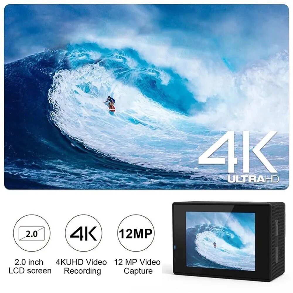 4K Action Camera 30FPS WiFi 2.0" 170D Ultra HD Underwater Waterproof Helmet Video Recording Camera Sports Cameras Outdoor Cam