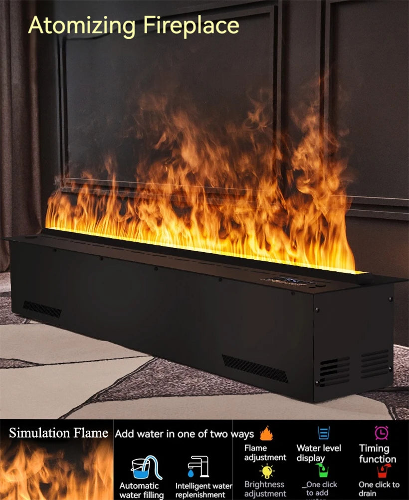 Electric Fireplace 3D Fog Led Atomization Flame Stove Indoor Humidity Ventilation Simulation Flame Mist Water Vapor Fireplace