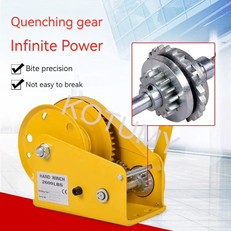 Hand Crank Self-Locking Manual Winch Thicken Material Small Household Portable Winch Crane Lift Hoist 1800LB